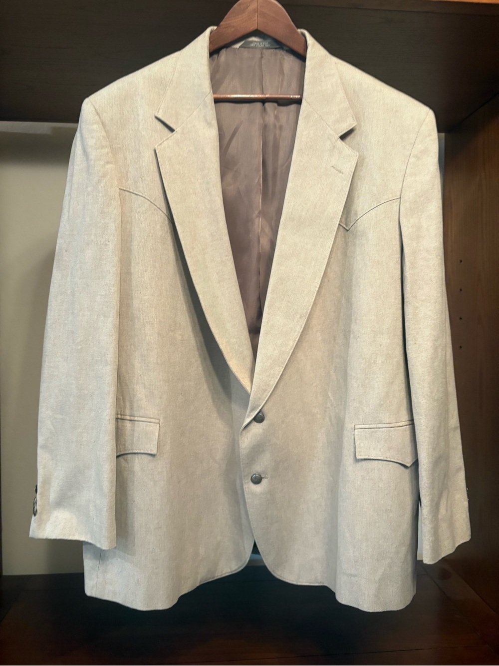 Men's Light Beige Blazer - Western Two-Button Sport Coat